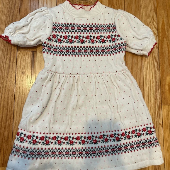 Janie and Jack Other - Janie and Jack White and Red A-line Dress with Puff Sleeves and Peter Pan Collar